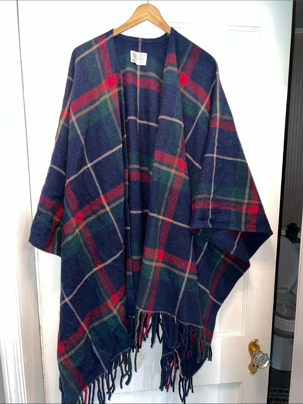 Vintage Pendleton plaid wool cape wrap poncho